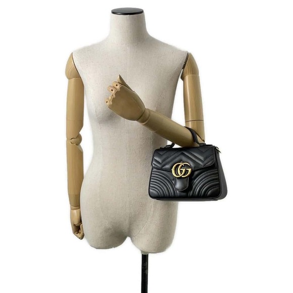 Gucci GG Marmont Top Handle Bag Shoulder Bag Black - Picture 5 of 11
